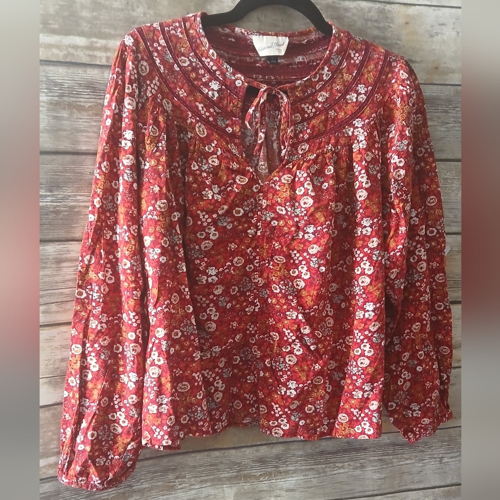 Universal Thread Red/Orange Floral Blouse, Boho